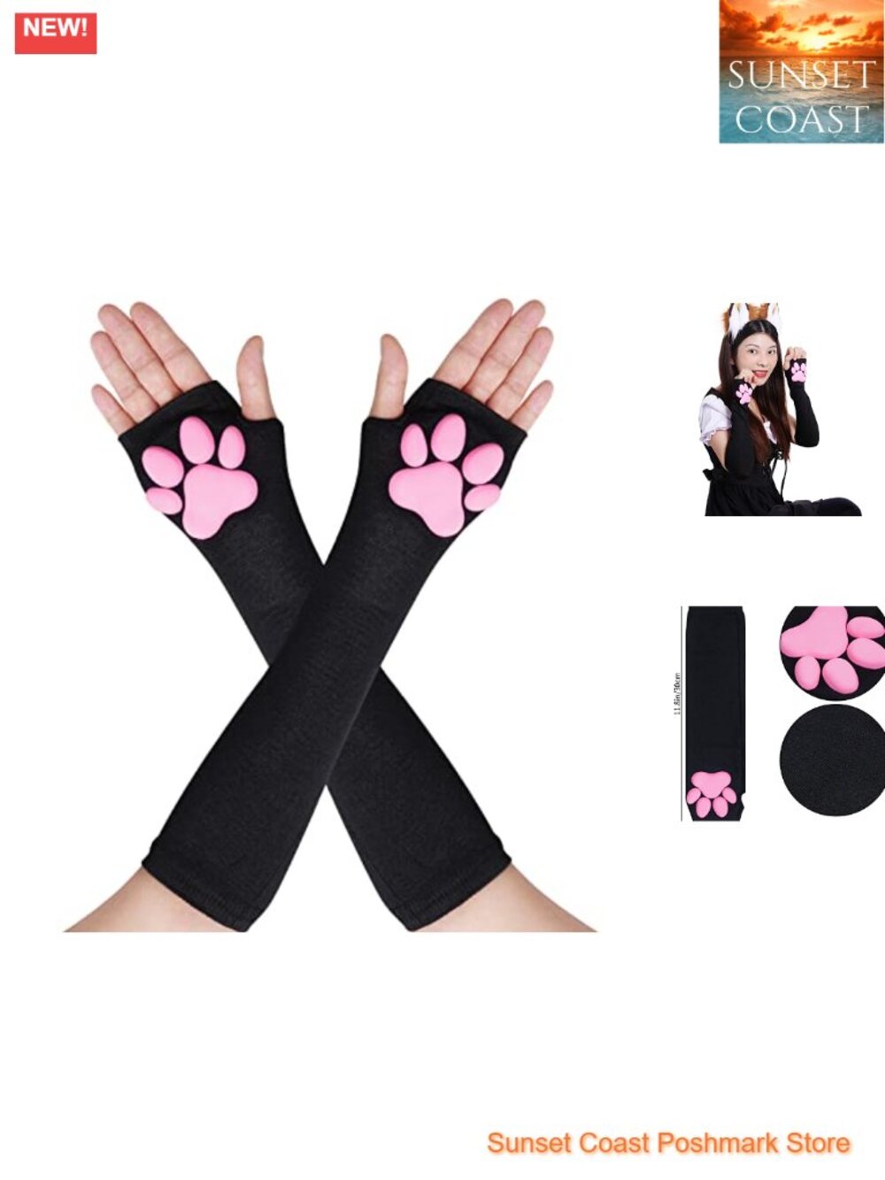 Cat Paw Pad Mittens Fingerless Gloves Kawaii Cosplay Women